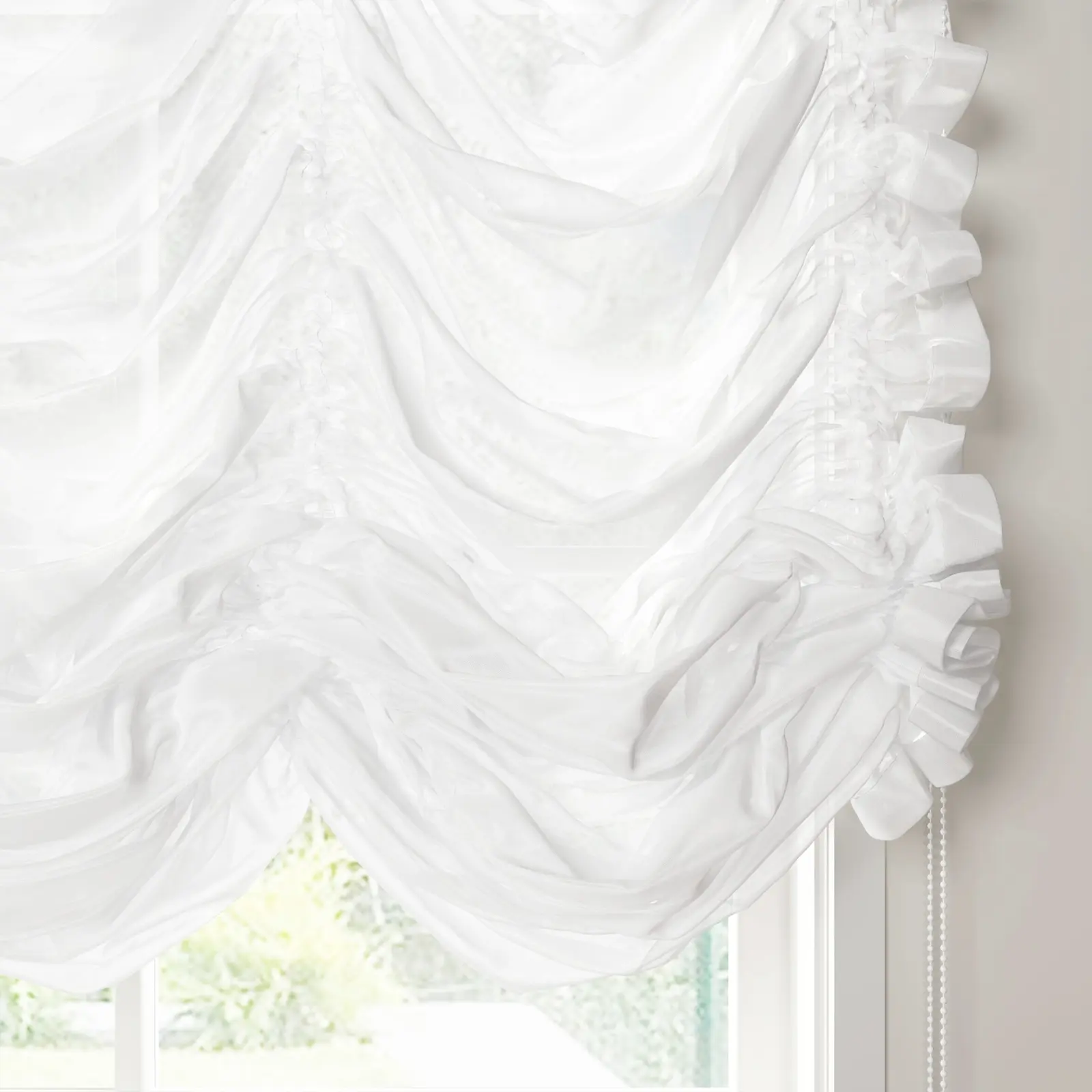 Pleated Austrian Sheer Roman Shade Cord Lift - Image 8