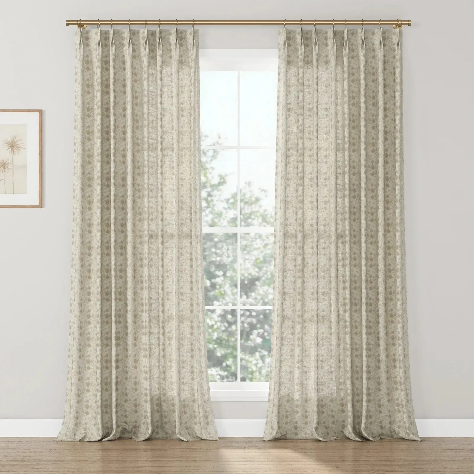 Rebecca Hughes Vintage Print Cotton Drapery Pleated - Image 7