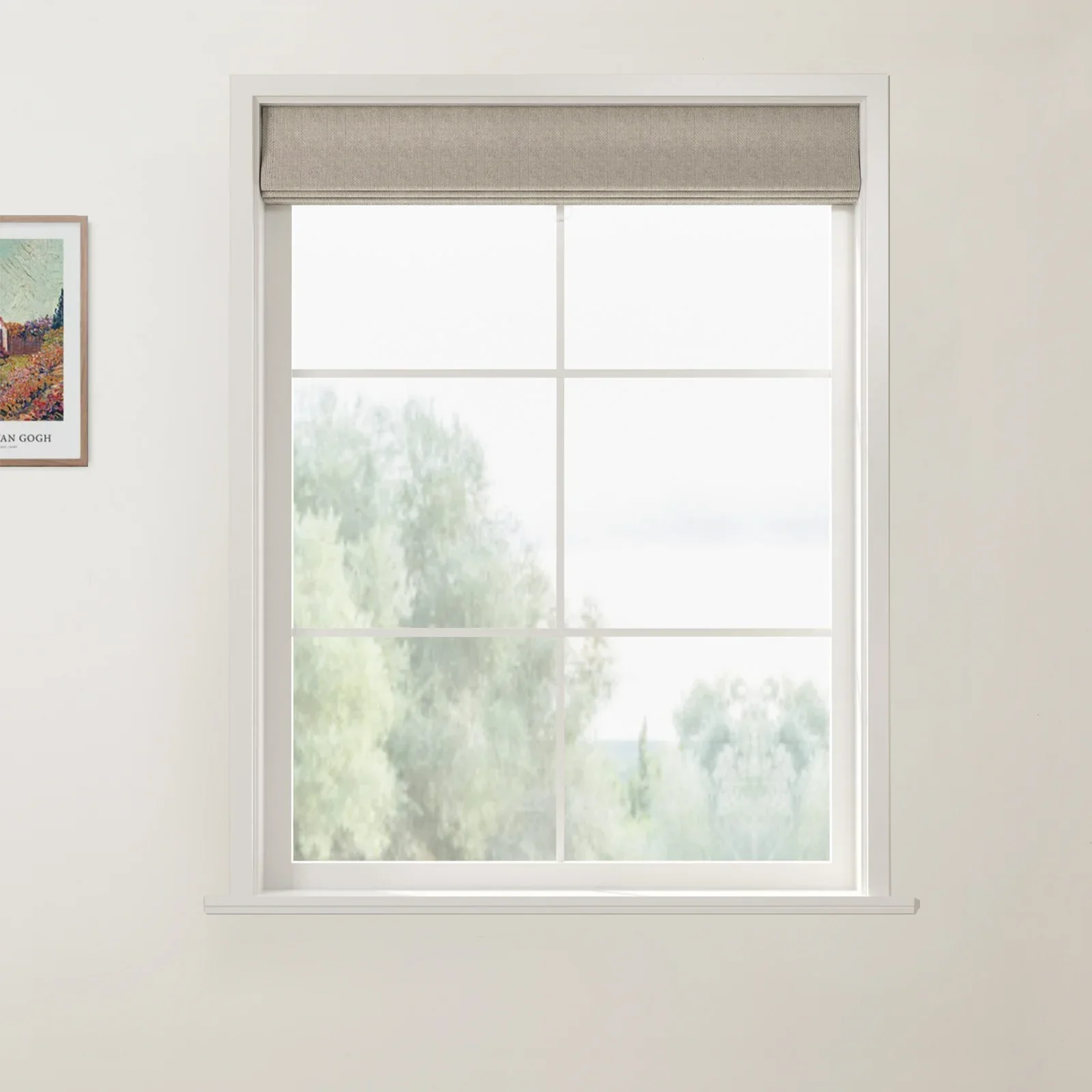 Ron Linen Cotton Herringbone Front Slat Roman Shade Cordless - Image 13