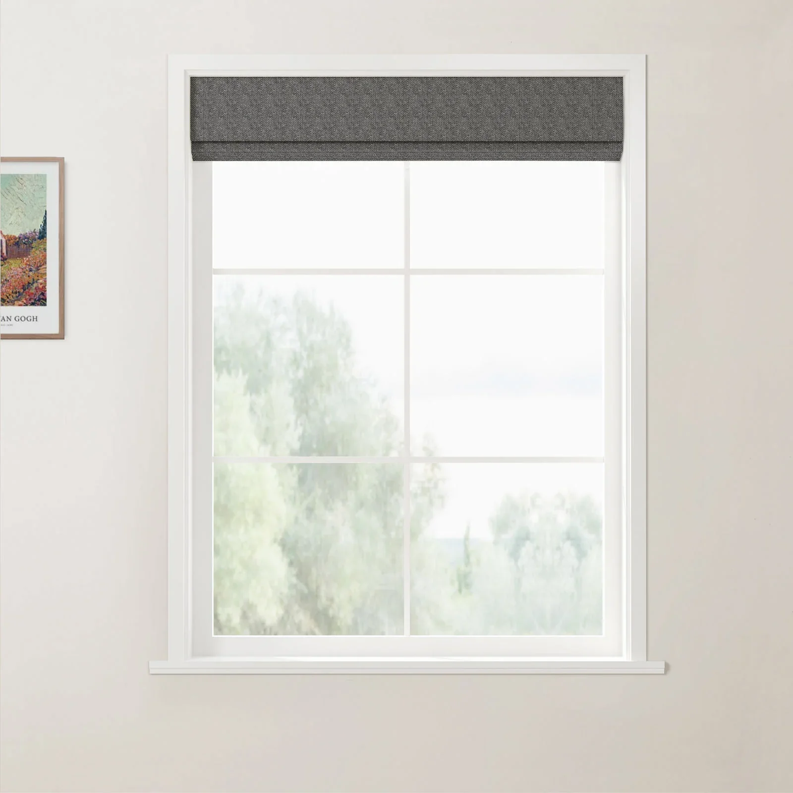 Ron Linen Cotton Herringbone Day Night Roman Shade Cordless - Image 20
