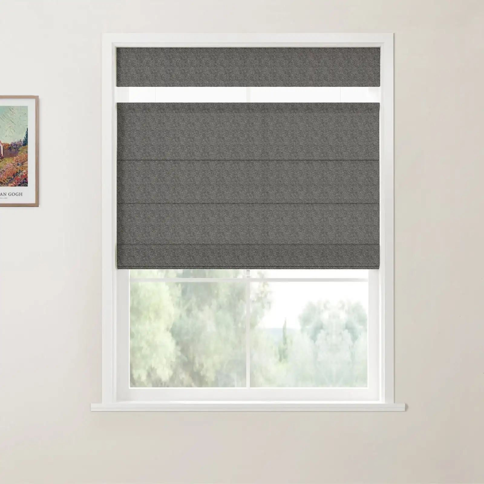 Ron Linen Cotton Herringbone Day Night Roman Shade Cordless - Image 32