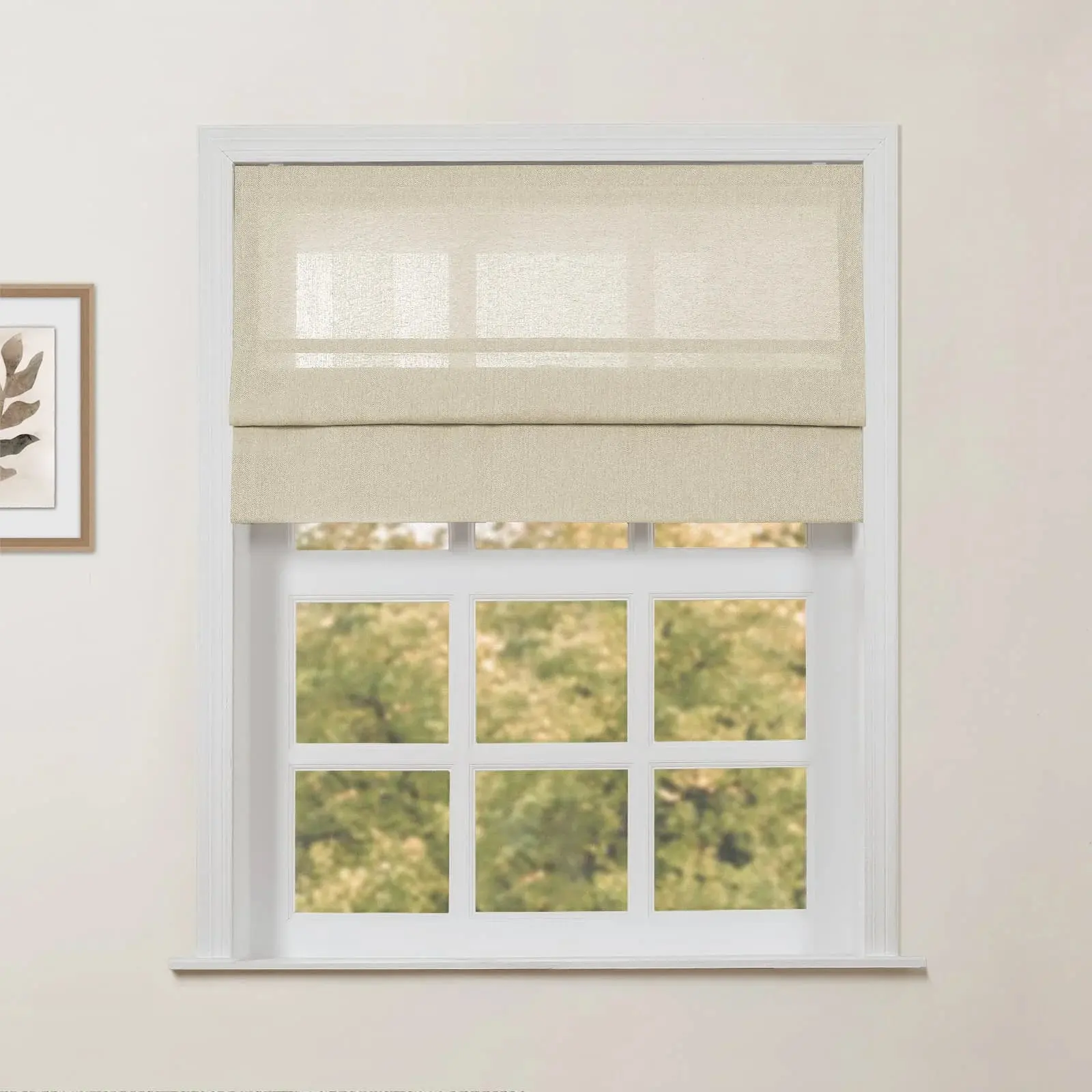 Ron Linen Cotton Herringbone Roman Shade Cordless - Image 20