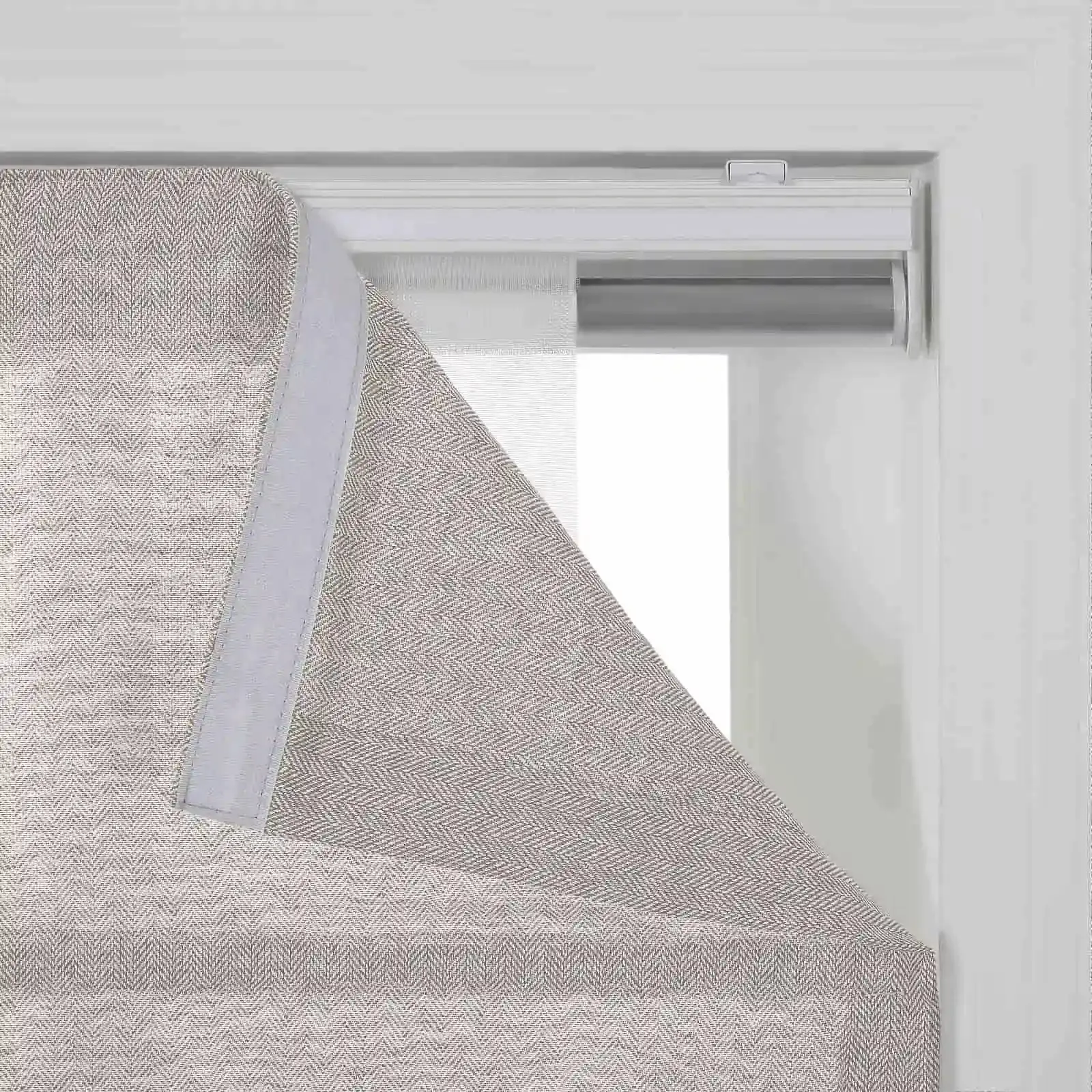Ron Linen Cotton Herringbone Roman Shade Cordless - Image 29
