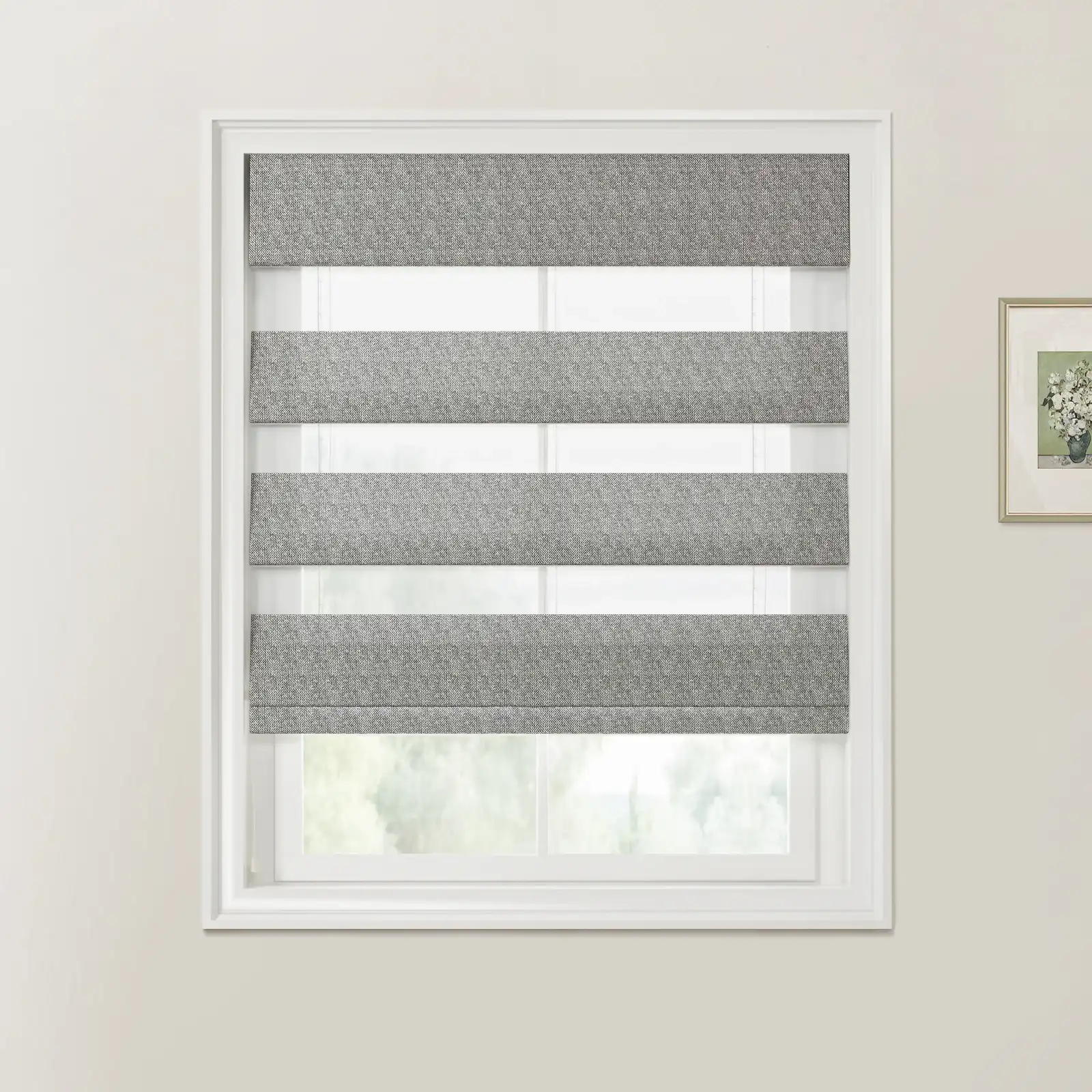 Ron Herringbone Texture Zebra Roman Blinds Cord Lift - Image 22