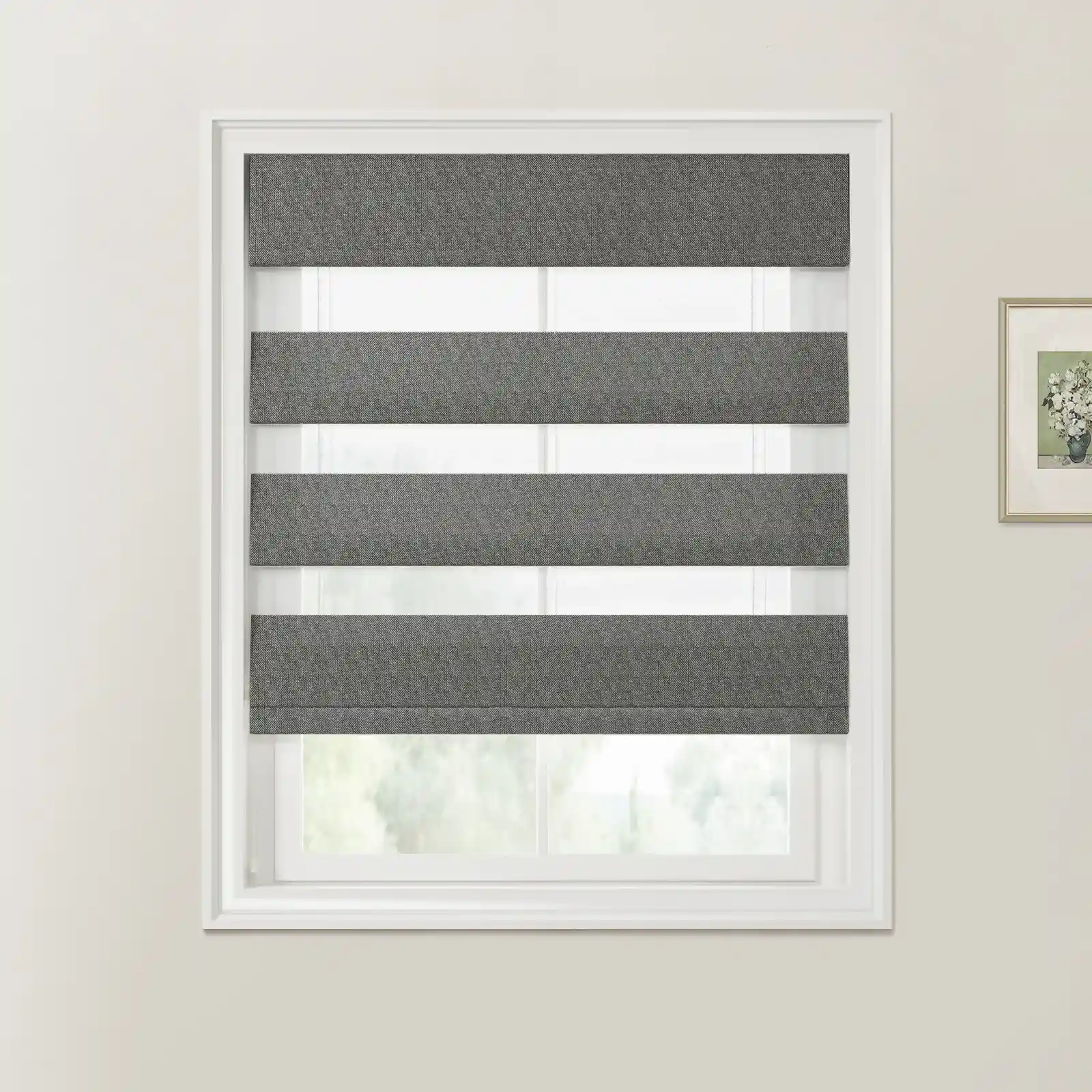 Ron Herringbone Texture Zebra Roman Blinds Cord Lift - Image 26