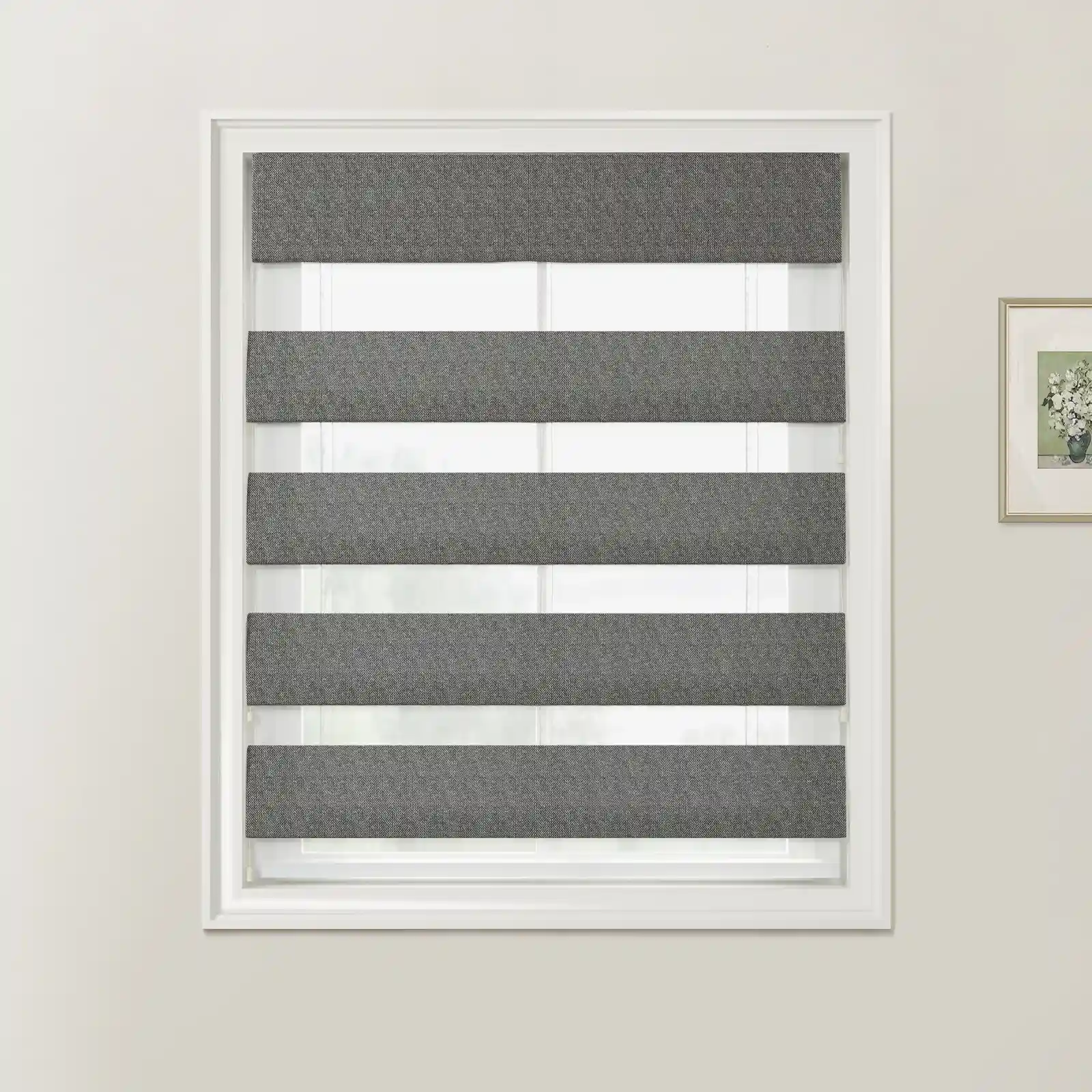 Ron Herringbone Texture Zebra Roman Blinds Cord Lift - Image 27