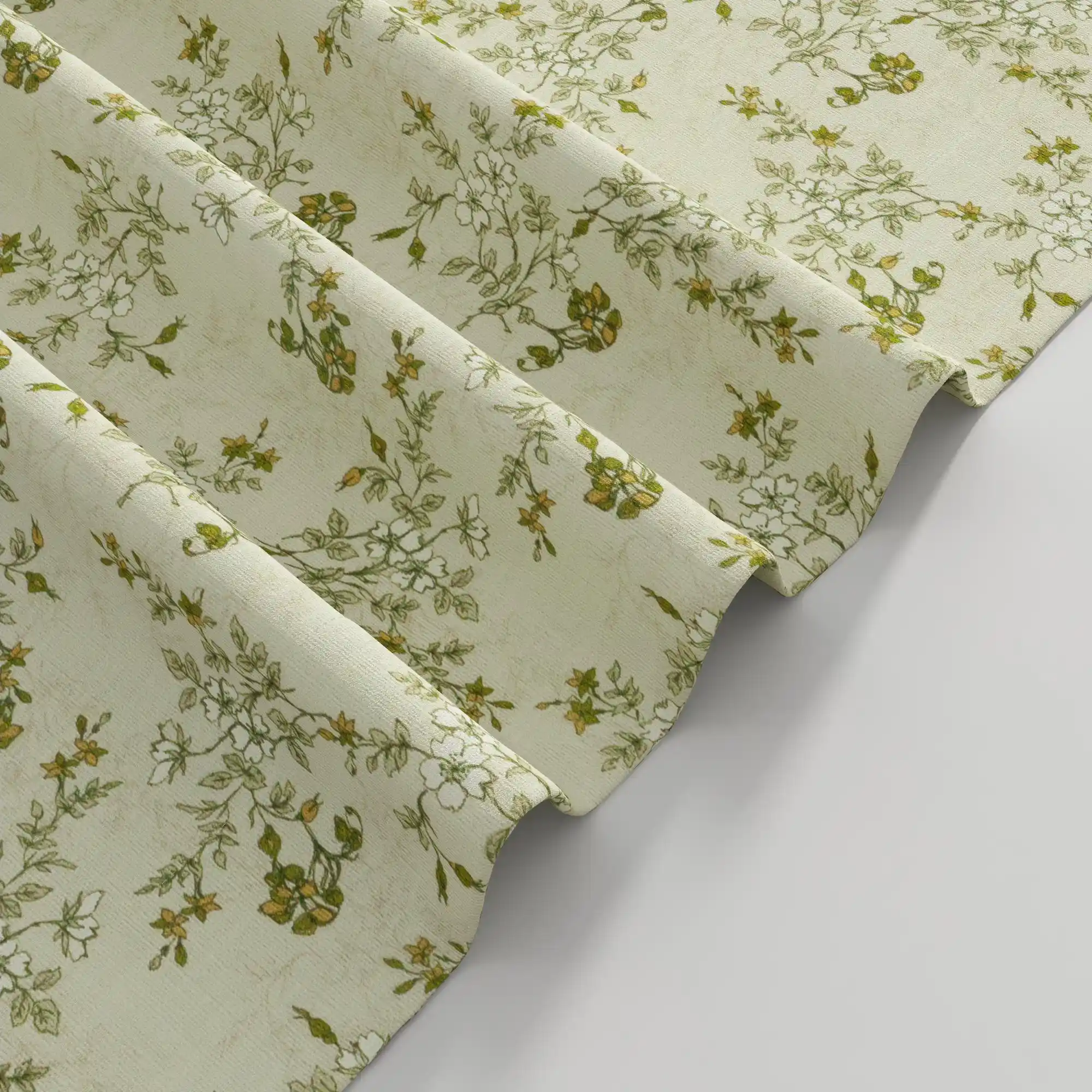 Sara Le Linen Porcelain Floral Print Pinch Pleat Curtain Unlined - Image 5
