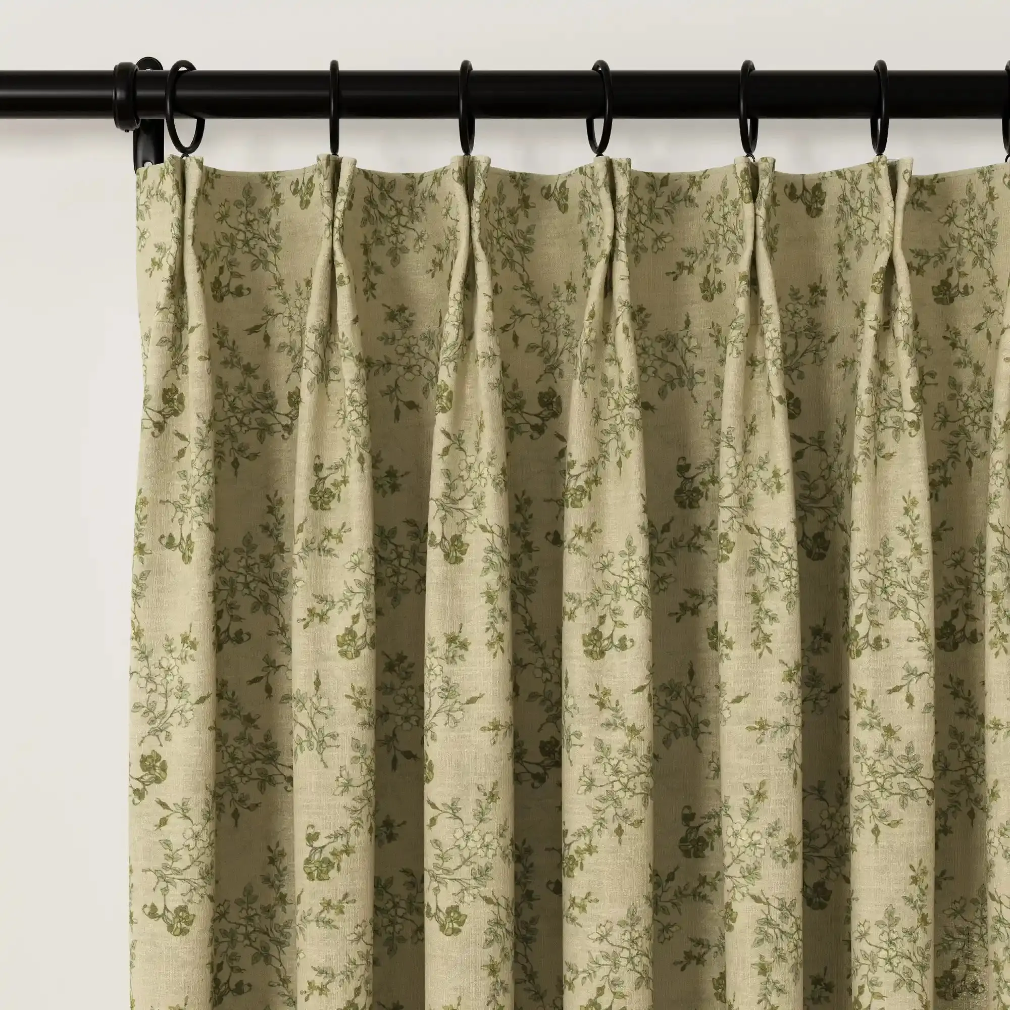 Sara Le Vintage Linen Floral Print Pinch Pleat Curtain Unlined - Image 2