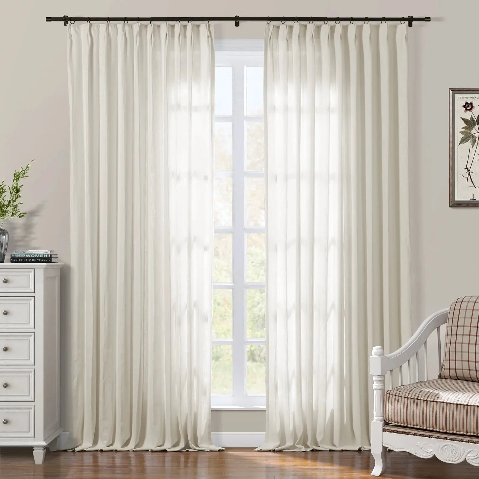 Sarai Textured Metallic Cotton Blend Curtain Pleated - Image 26