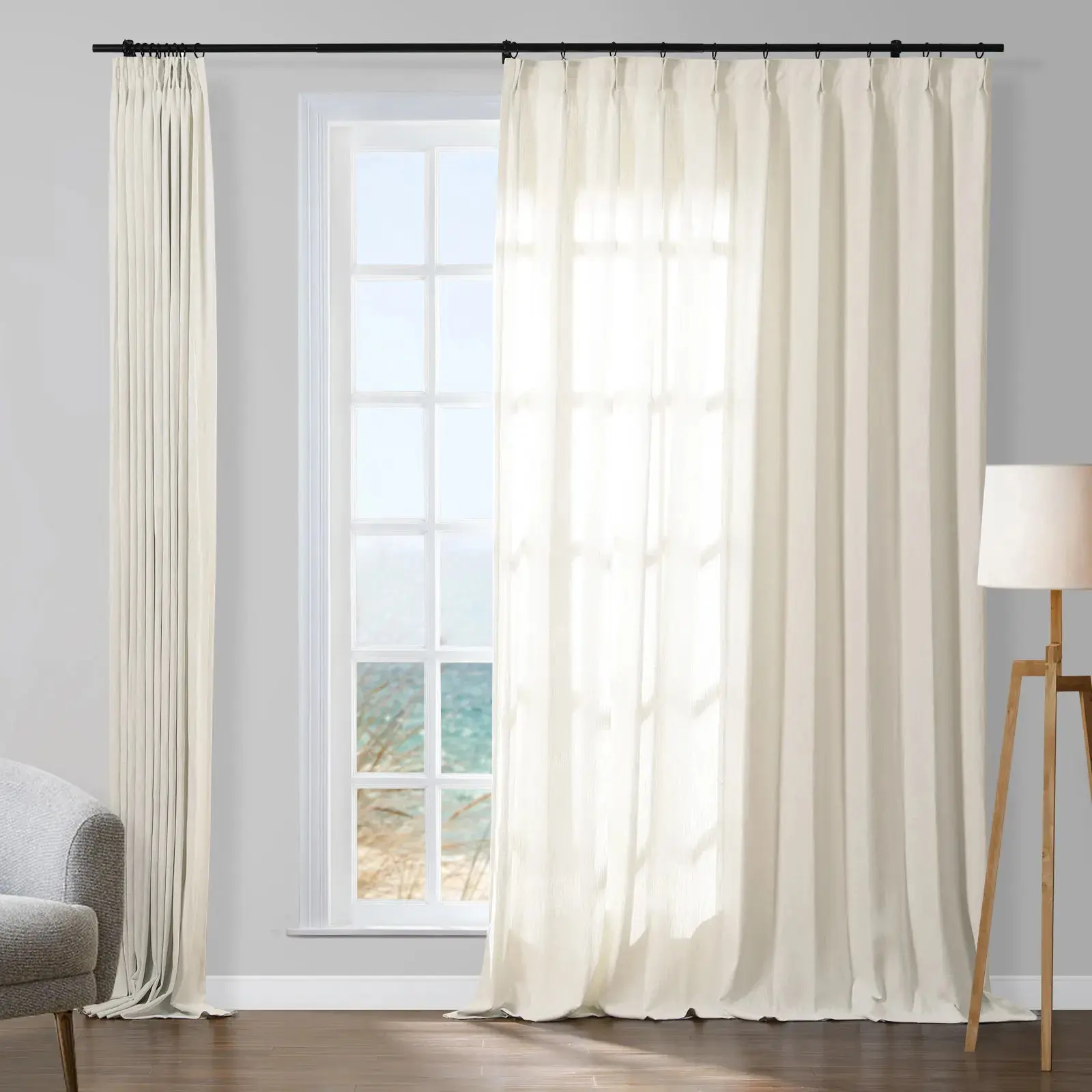 Sarai Textured Metallic Cotton Blend Curtain Pleated - Image 6