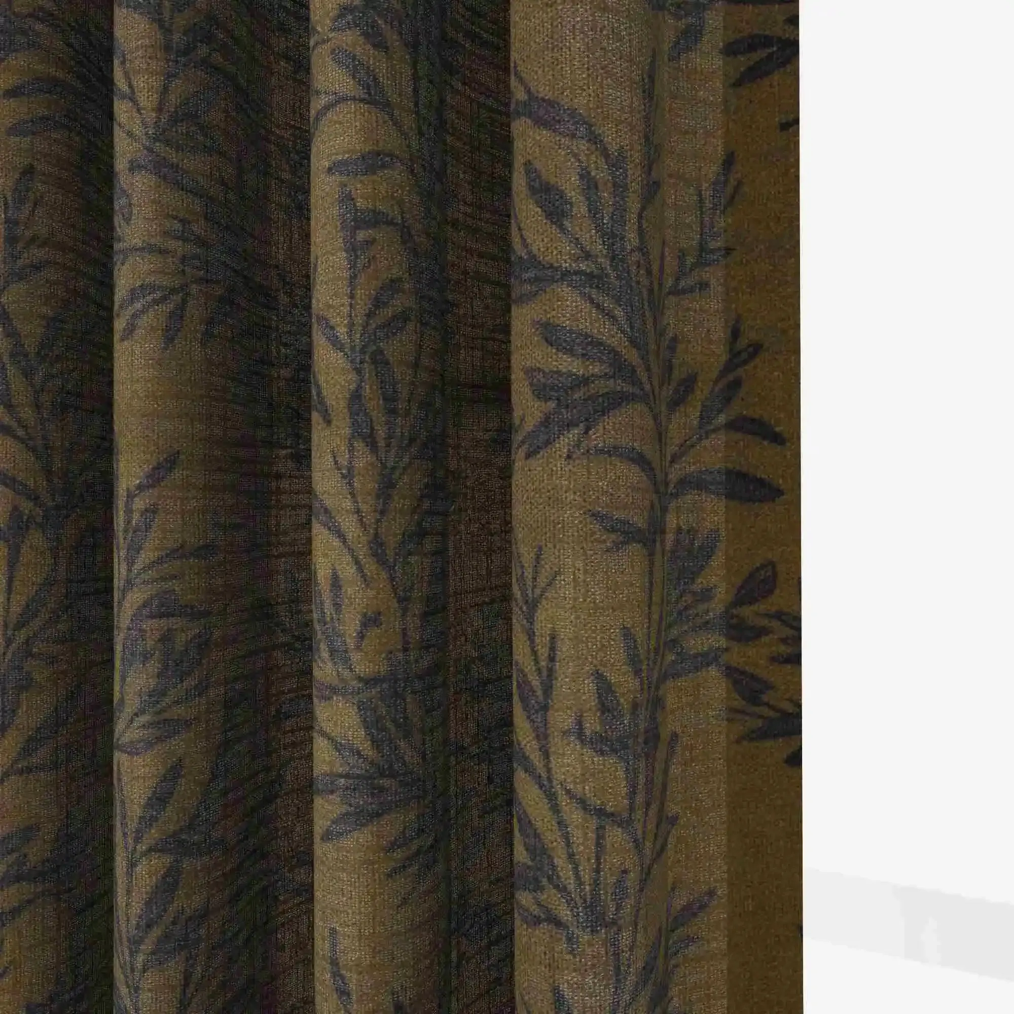 Sara Le Linen Bronze Leaves Print Pinch Pleat Curtain Unlined - Image 5