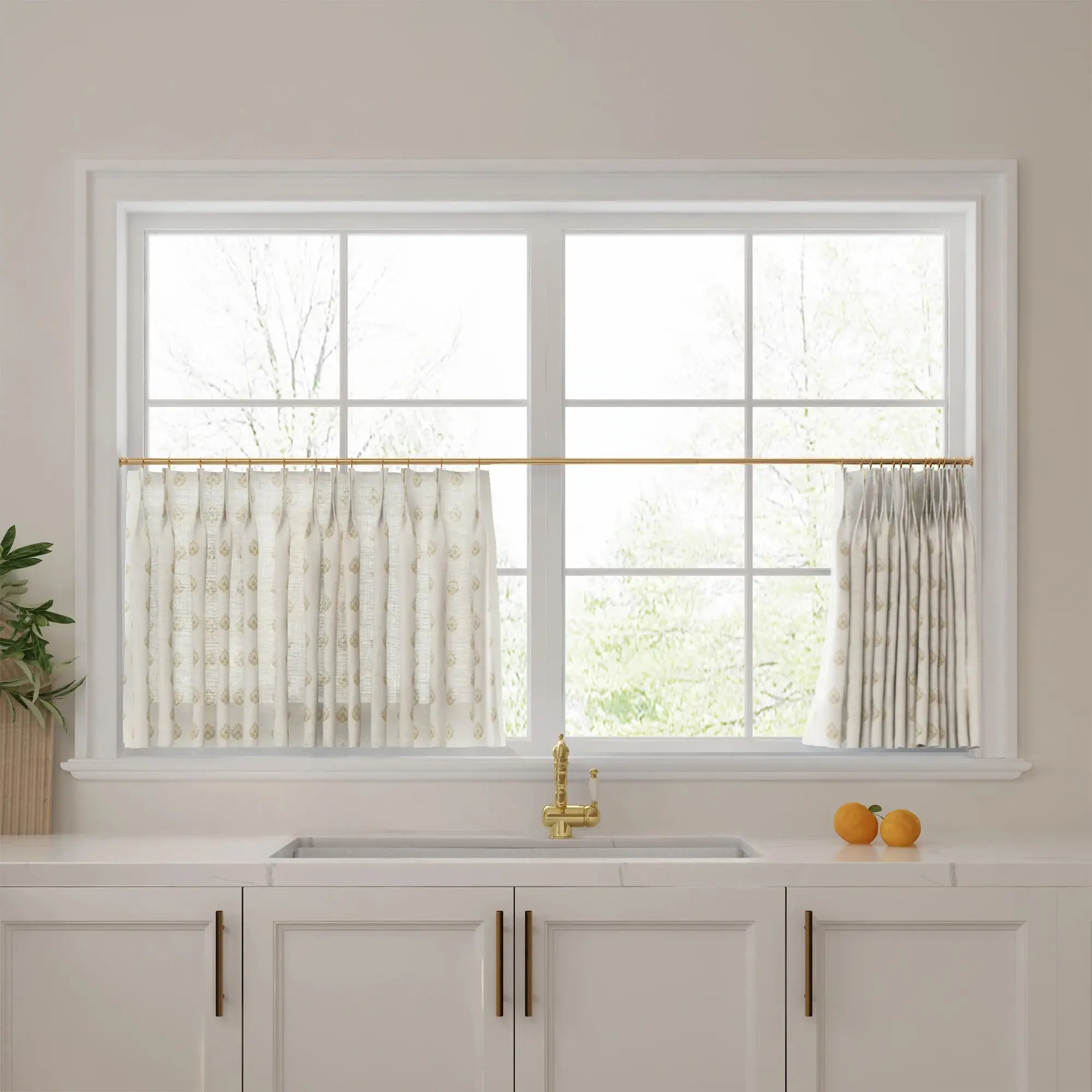 Stefana Silber Print Linen Pleated Cafe Curtains - Image 22