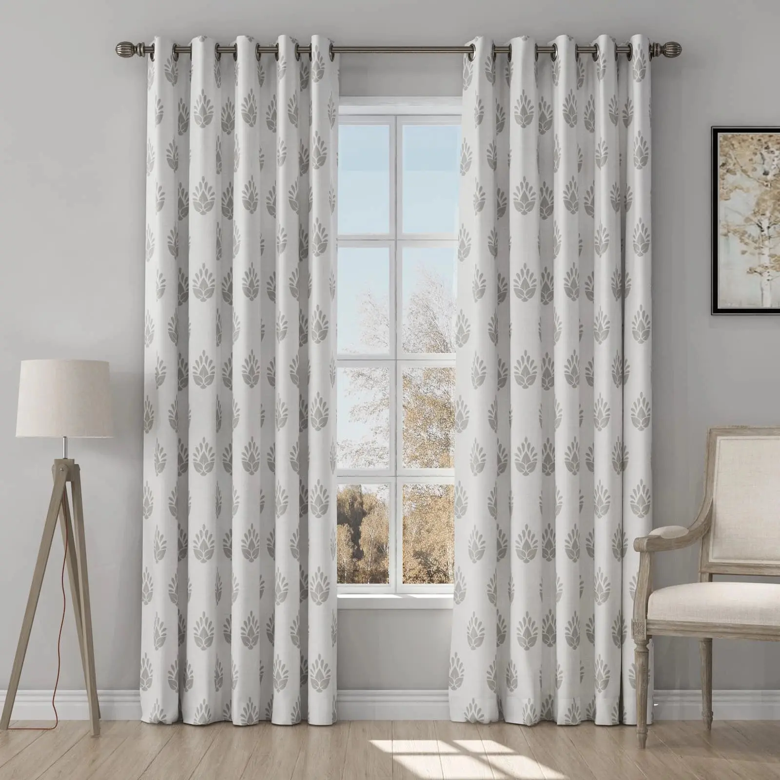 Stefana Silber Print Linen Curtain Drapery Grommet - Image 32