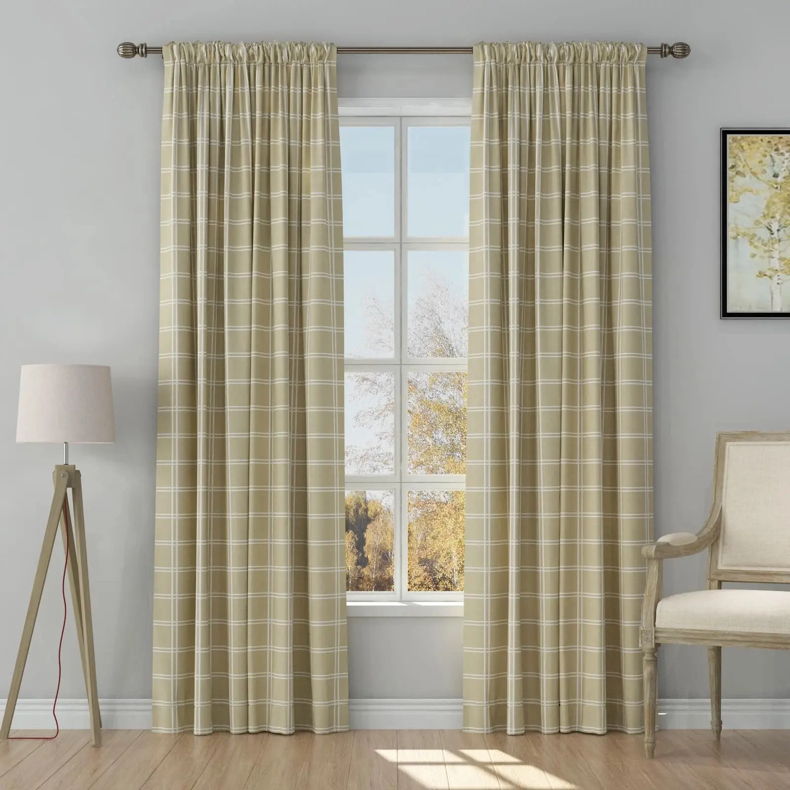 Stefana Silber Print Linen Curtain Drapery Soft Top - Image 32