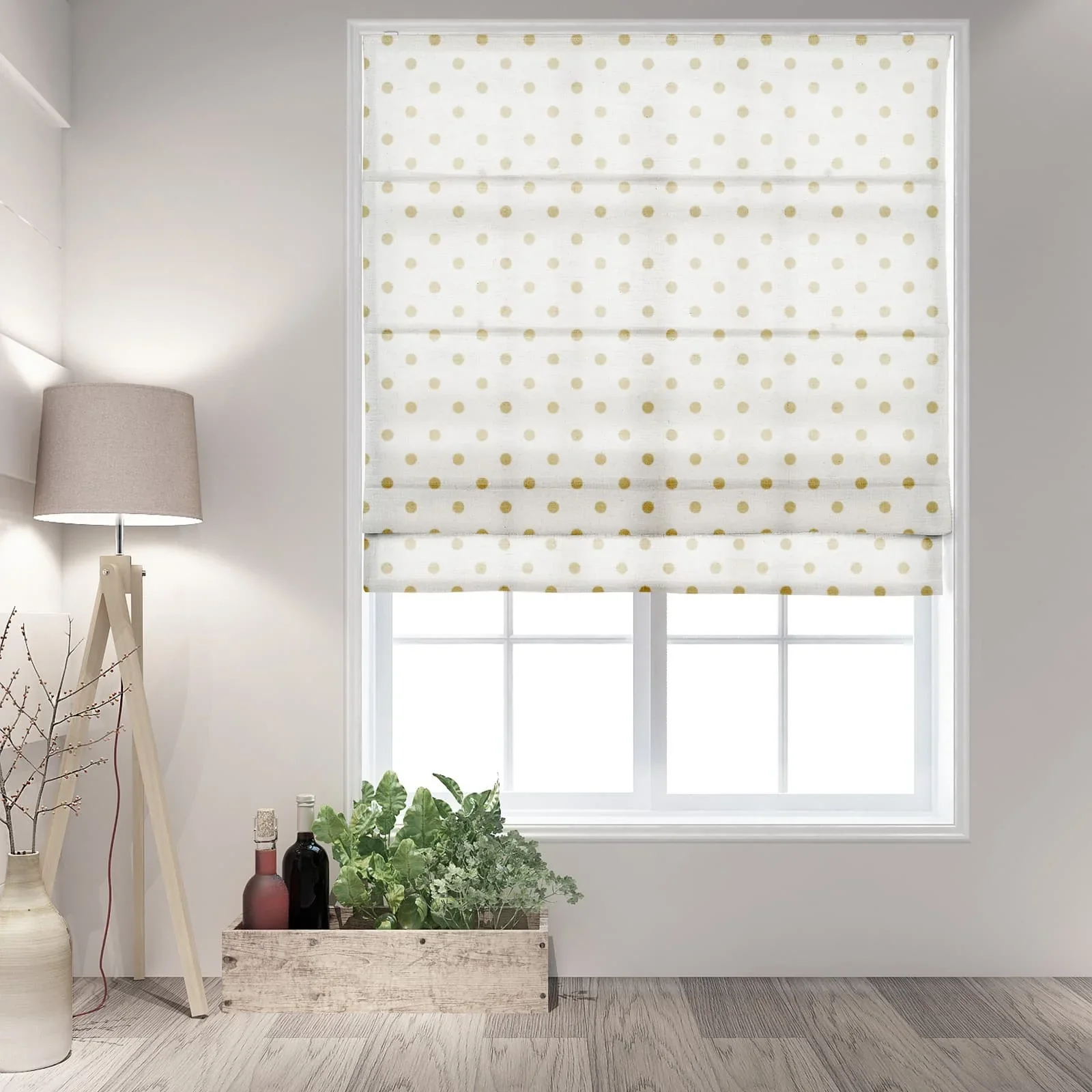 Stefana Silber Printed Cordless Roman Shade-Wooden Headrail - Image 19